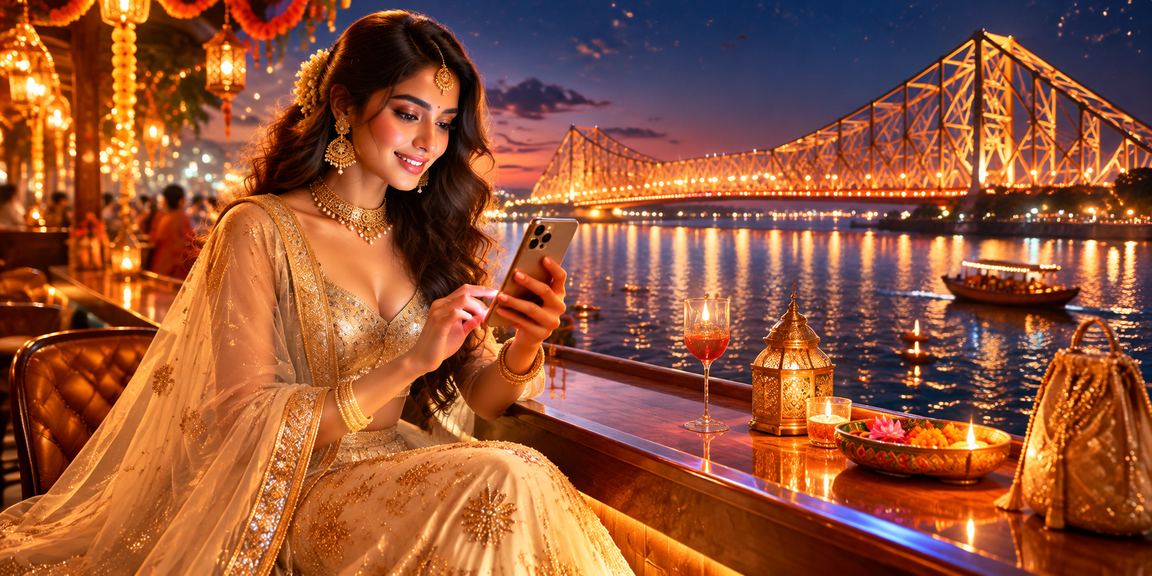 Mobile user performing deposit near Howrah Bridge Kolkata